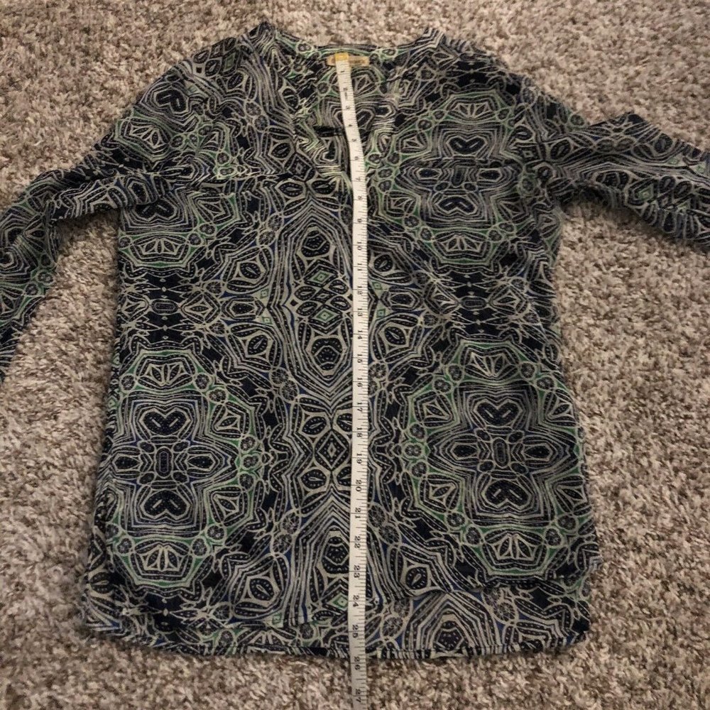 Democracy Paisley Print Tie Split Round Neck 3/4 Blouson Sleeve Top Size Small - Picture 7 of 7